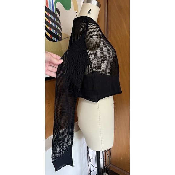 ALEXANDER WANG Sheer Mesh Net crop Top sweater pullover black Sz S - Picture 6 of 12